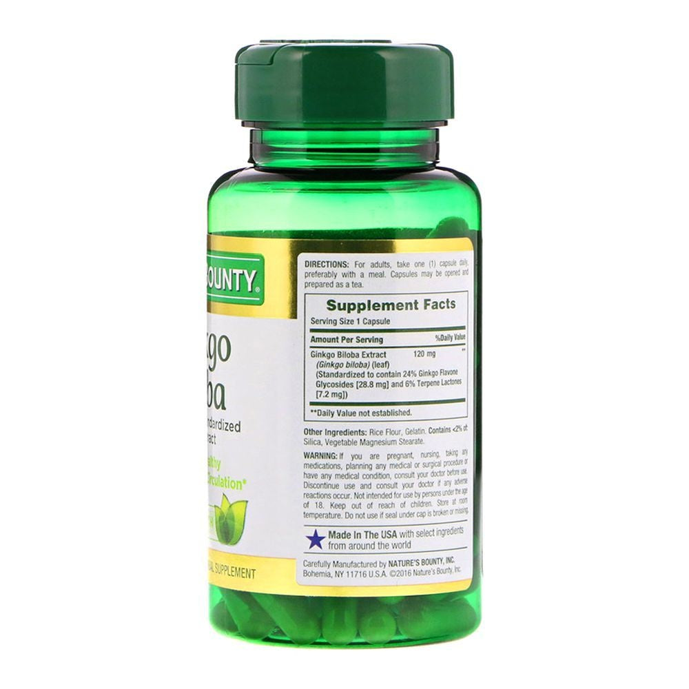 Nature's Bounty Ginkgo Biloba 120 mg, 100 Capsules
