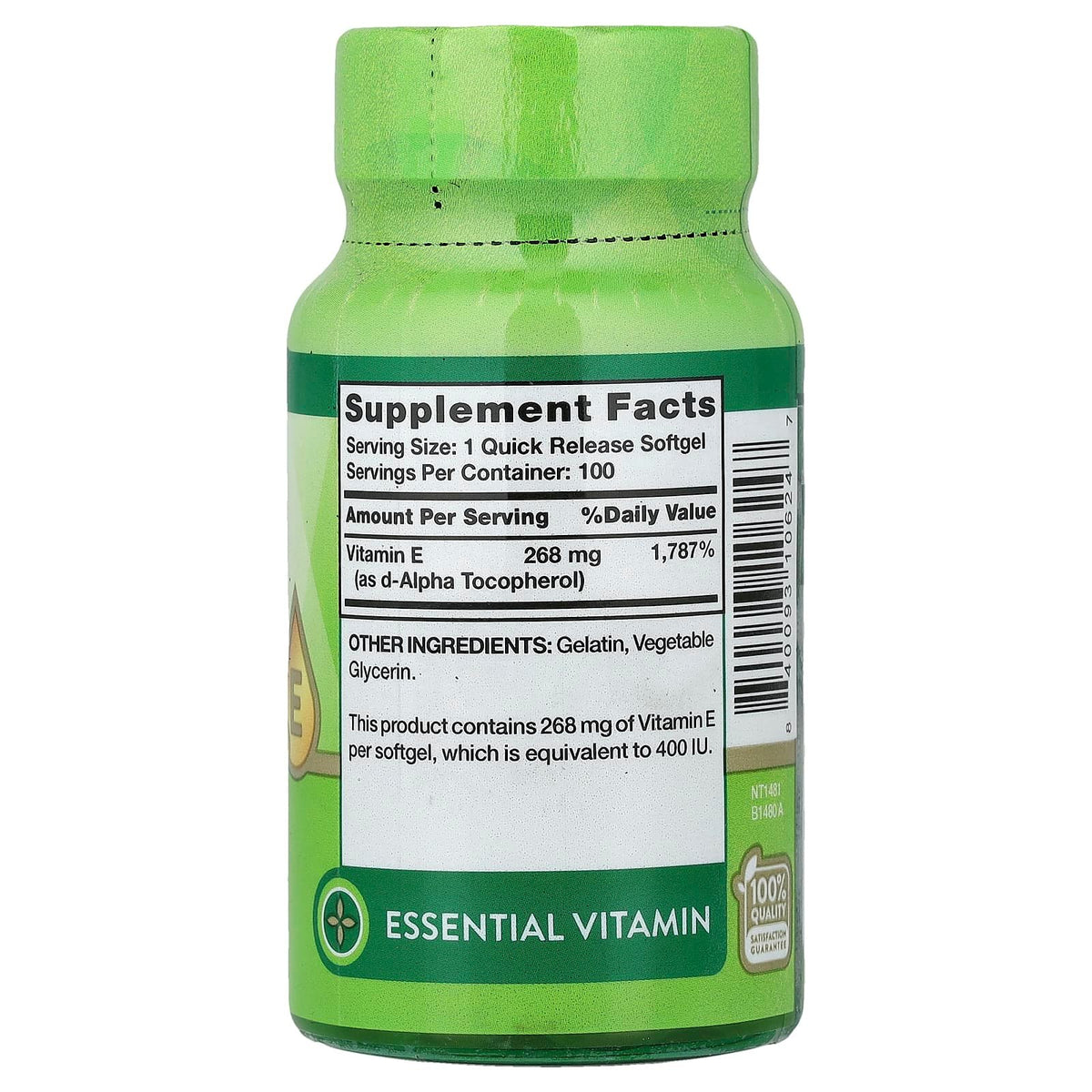 Nature's Truth, Vitamin E 268 mg (400 IU), 100 Quick Release Softgels