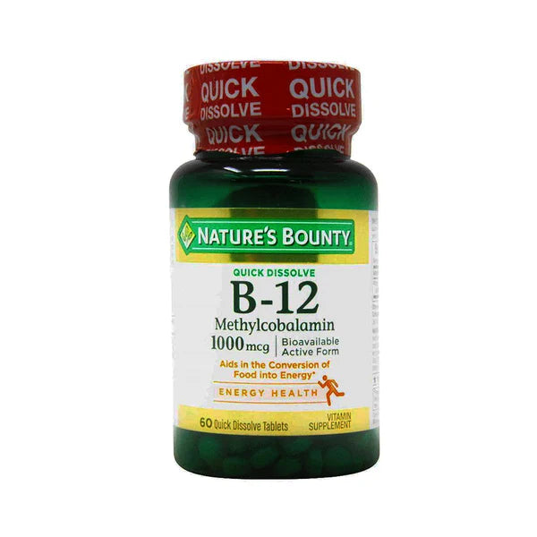 Nature's Bounty Vitamin B12 Methylcobalamin 1000mcg, 60 Quick Dissolve Tablets - Passion Pulse