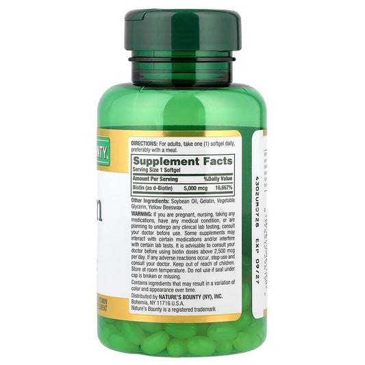 Nature's Bounty Biotin 5000 mcg, 150 Softgels