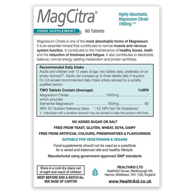 HealthAid MagCitra,60 Tablets