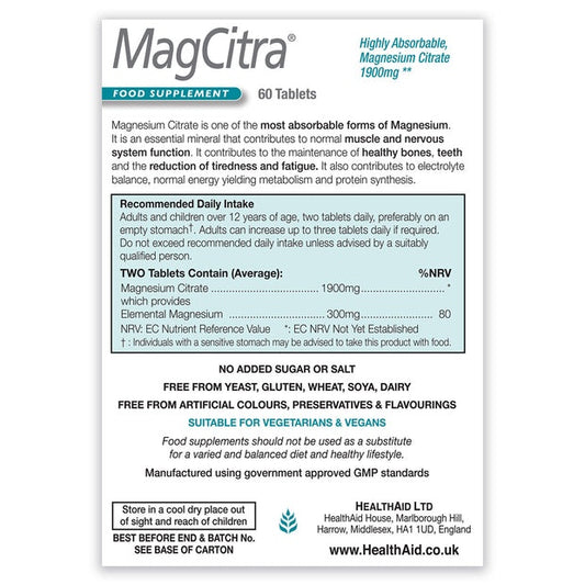HealthAid MagCitra,60 Tablets