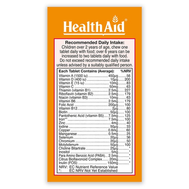 HealthAid Children's MultiVitamin & Minerals,30 Chewable Tablets