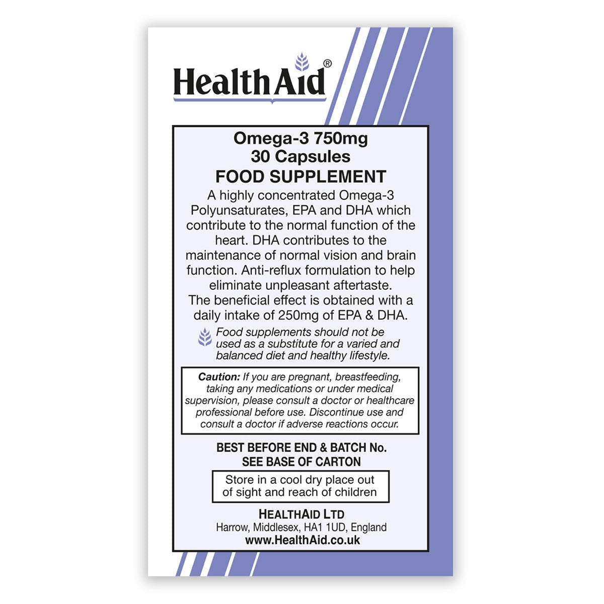 HealthAid Omega-3 750 mg , 30 Capsules