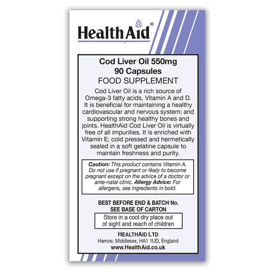 HealthAid Cod Liver Oil 550 mg,90 Capsules