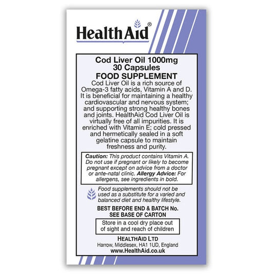 HealthAid Cod Liver Oil 1000 mg,30 Capsules