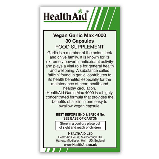 HealthAid Garlic Max 4000, 30 Capsules