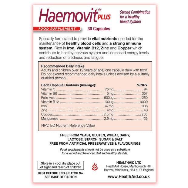 HealthAid Haemovit Plus, 30 Capsules