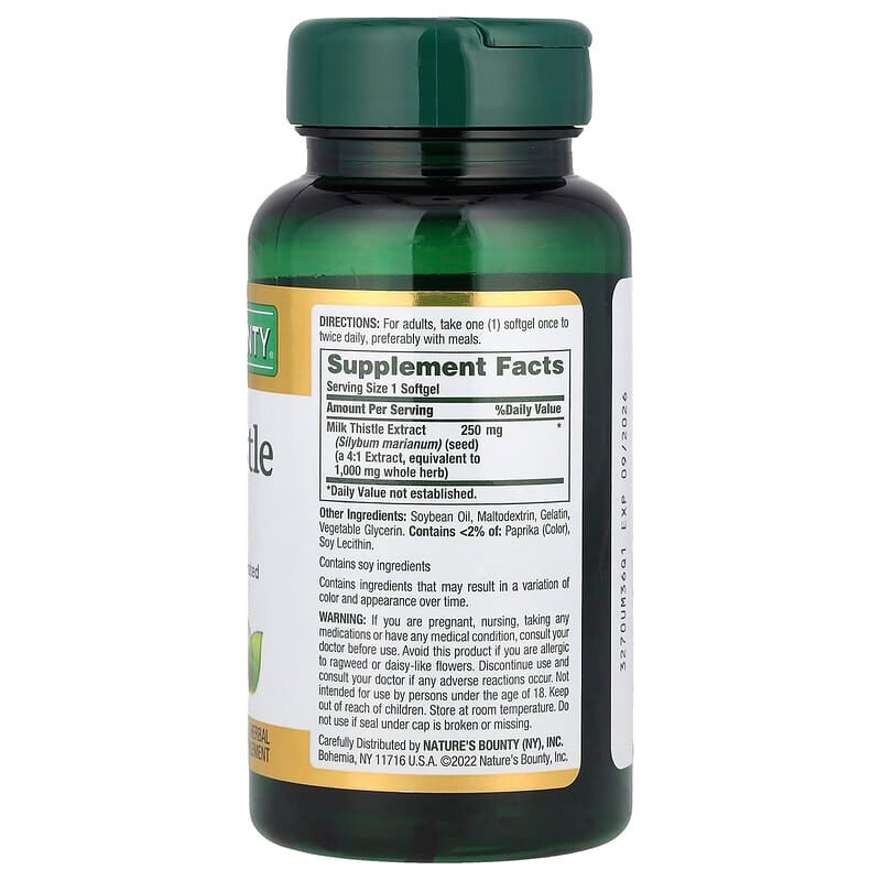 Nature's Bounty Milk Thistle Extract 1000mg , 50 Softgels