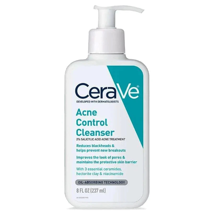 CeraVe Acne Control Cleanser, 237ml | 2% Salicylic Acid + Niacinamide for Clearer, Smoother Skin CeraVe