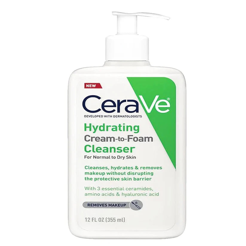 CeraVe Hydrating Cream-to-Foam Cleanser, 237ml | Amino Acids, Ceramides & Hyaluronic Acid for Deep Yet Gentle Cleansing CeraVe