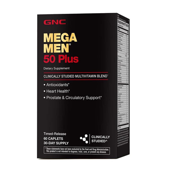 GNC Mega Men 50 Plus Multivitamin,60 Caplets - Passion Pulse