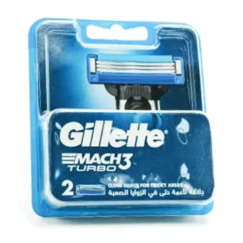 Gillette Mach3 Turbo Razor Blade Refills, 2 Pcs