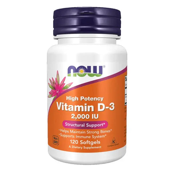 NOW Vitamin D-3 2000IU, 120 Softgels - Passion Pulse