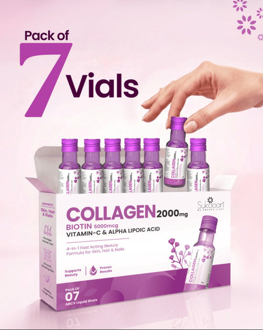 Sukooon ABCV Liquid Collagen Shot 2000mg, Biotin 5000mcg , 7 Vials