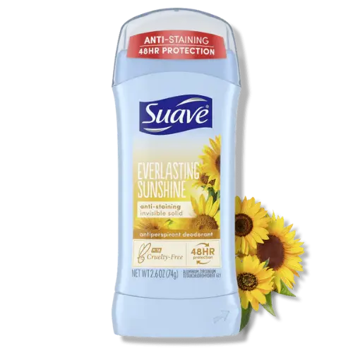 Suave Everlasting Sunshine Anti-Staining Invisible Solid Deodorant Stick, 74g