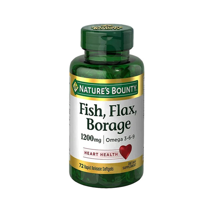 Nature's Bounty Omega 3-6-9 Fish Flax Borage 1200mg , 72 Rapid Release Softgels - Passion Pulse