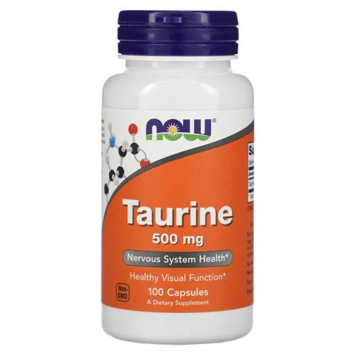 NOW Taurine 500 mg, 100 Capsules - Passion Pulse