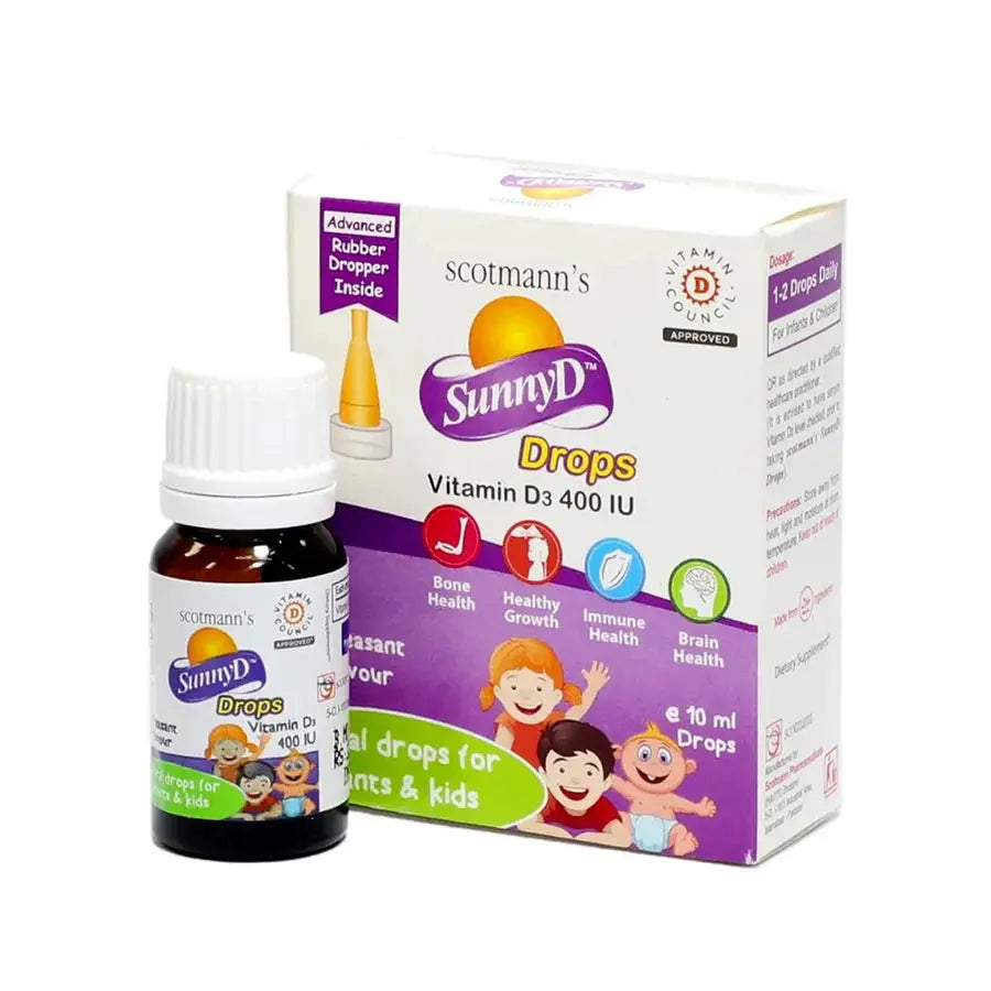 Scotmann SunnyD Drops (Vitamin D3 400 IU) for Infants & Kids, 10ml Scotmann