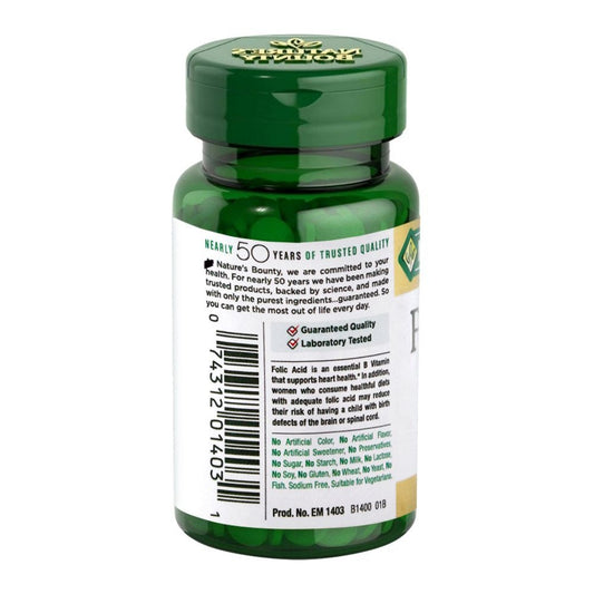 Nature's Bounty Folic Acid 400 mcg ,250 Tablets