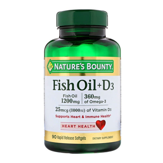 Nature's Bounty Fish Oil + D3 -1000 IU 90 softgels