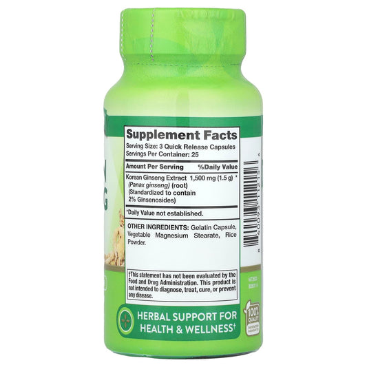 Nature's Truth Korean Ginseng 1500mg, 75 Quick Release Capsules