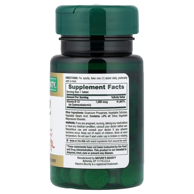 Nature's Bounty Vitamin B12 1000mcg - 100 Tablets