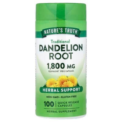Nature's Truth Dandelion Root Extract 1800mg, 100 Capsules