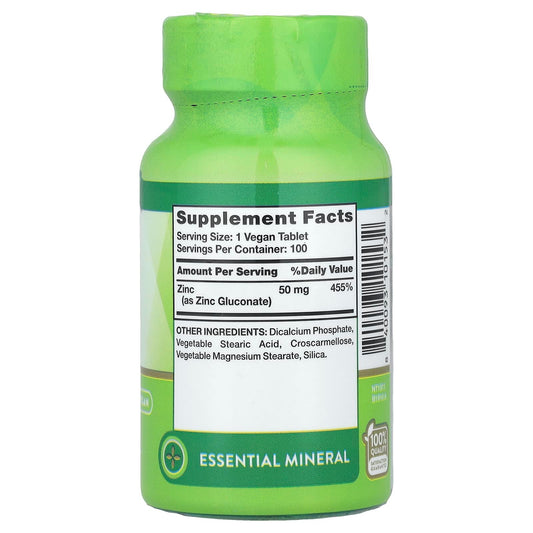 Nature's Truth Zinc Chelated 50 mg, 100 Tablets