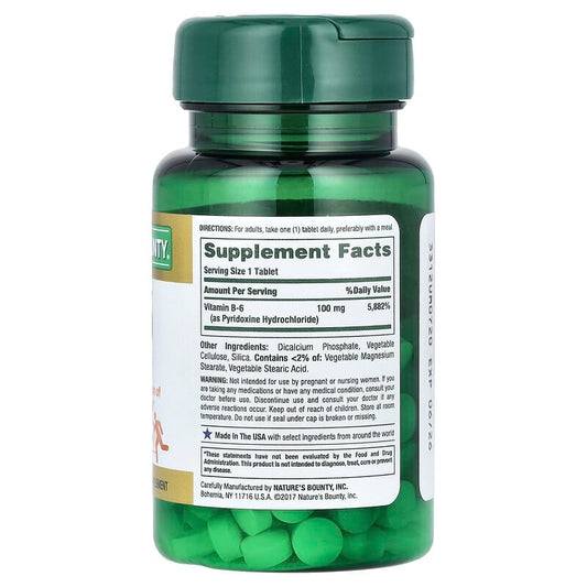 Nature's Bounty Vitamin B-6 100mg, 100 Tablets
