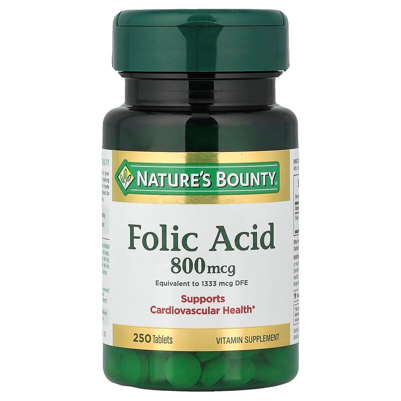 Nature's Bounty Folic Acid 800 mcg, 250 Tablets
