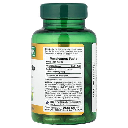 Nature's Bounty Saw Palmetto 450mg , 100 Capsules