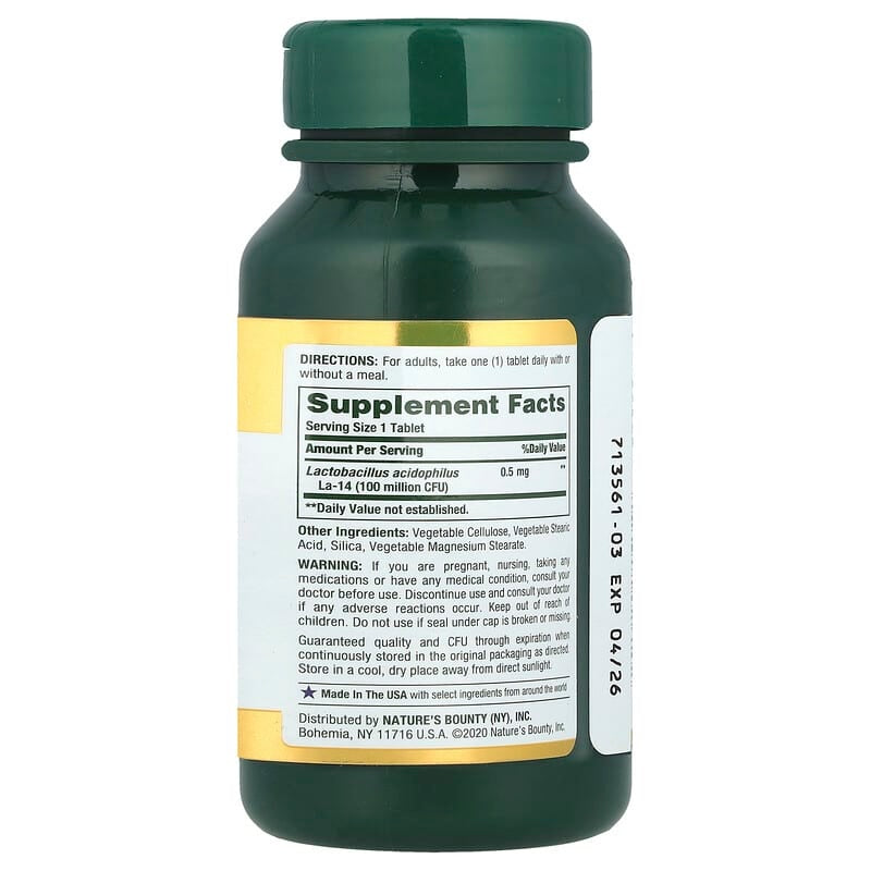 Nature's Bounty Acidophilus Probiotic 100 Million , 120 Tablets