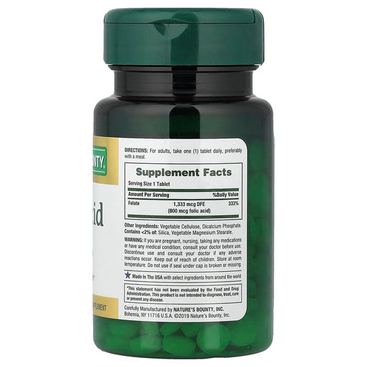 Nature's Bounty Folic Acid 800 mcg, 250 Tablets
