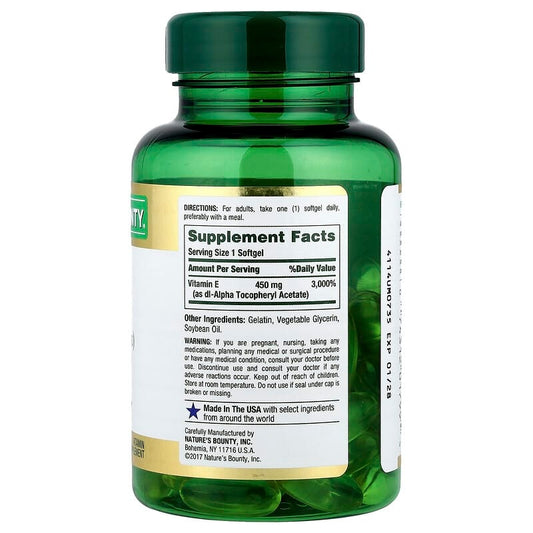 Nature's Bounty Vitamin E 450mg, 60 Rapid Release Softgels