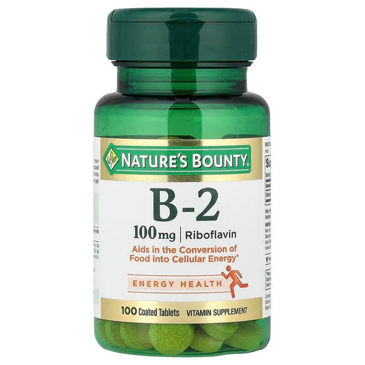 Nature's Bounty Vitamin B-2 100mg , 100 Coated Tablets