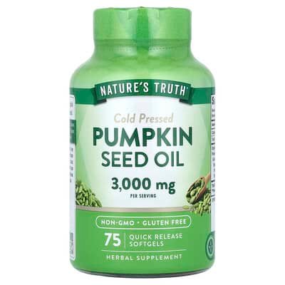 Nature's Truth Pumpkin Seed Oil Cold Pressed 3000mg, 75 Quick Release Softgels