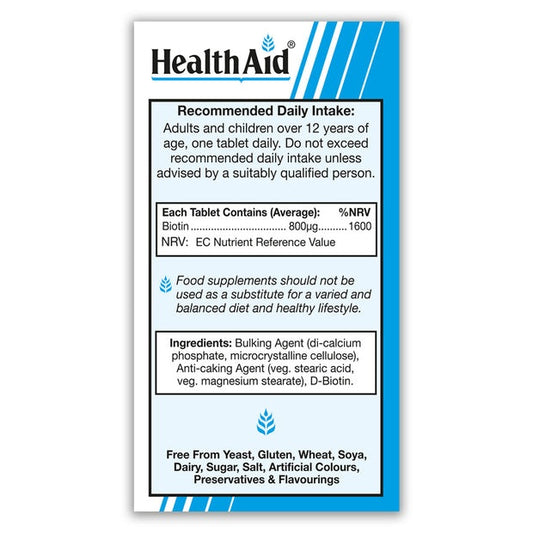 HealthAid Biotin 800mcg, 30 Tablets