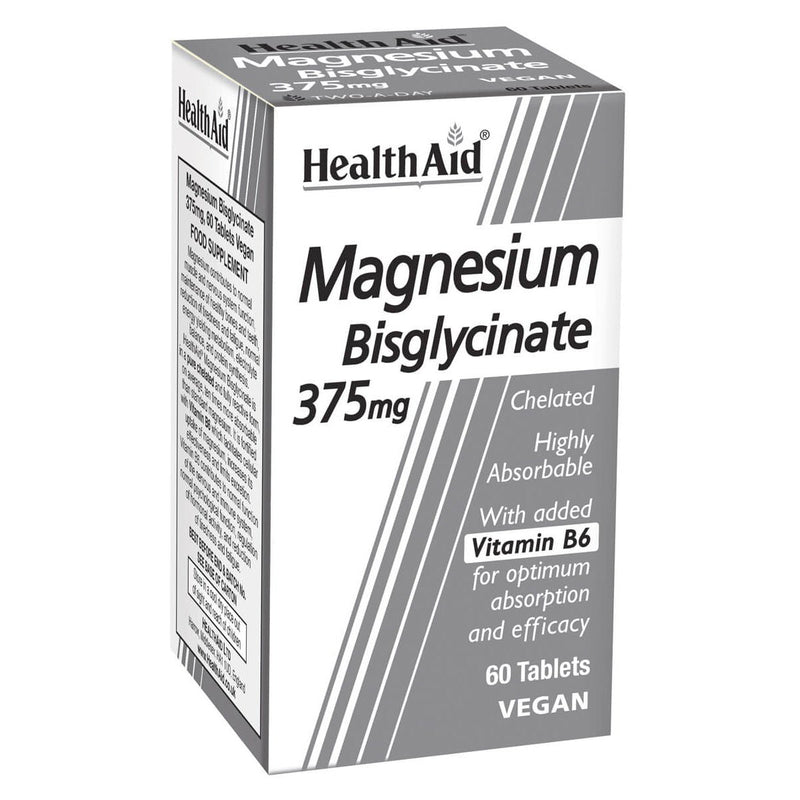 HealthAid Magnesium Bisglycinate (Magnesium Glycinate) 375mg, 60 tablets