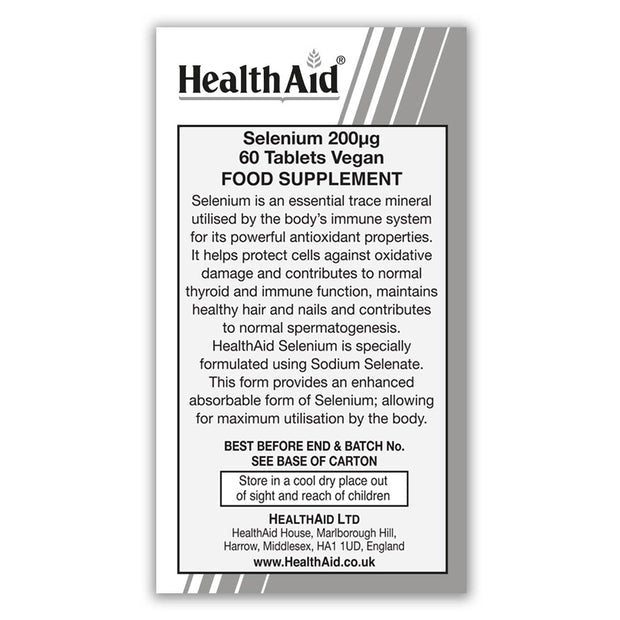 HealthAid Selenium 200mcg, 60 tablets