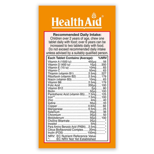 HealthAid Children's MultiVitamin & Minerals,30 Chewable Tablets