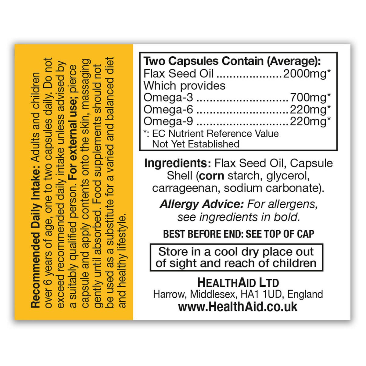 HealthAid Flaxseed Oil 1000mg,60 Capsules