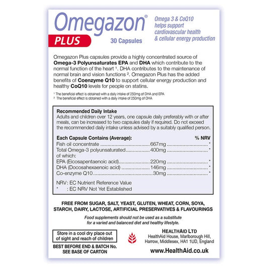 HealthAid Omegazon Plus (CoQ10) , 30 Capsules