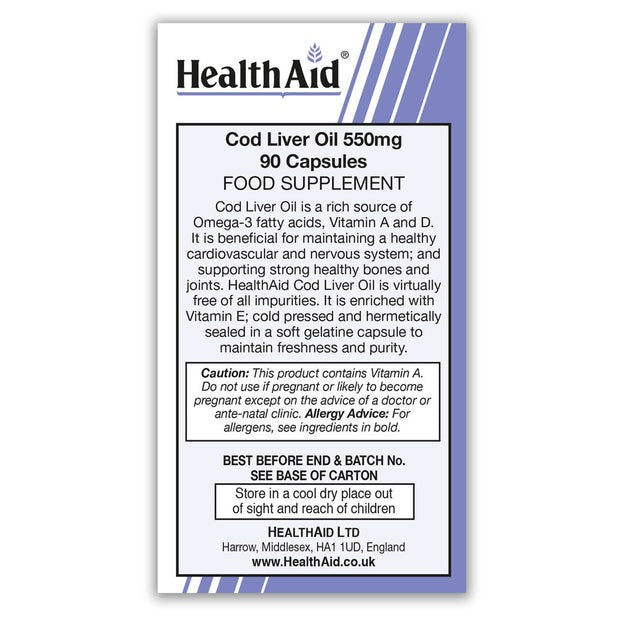 HealthAid Cod Liver Oil 550 mg,90 Capsules