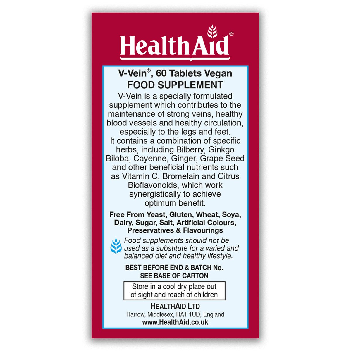 HealthAid V-Vein, 60 Tablets