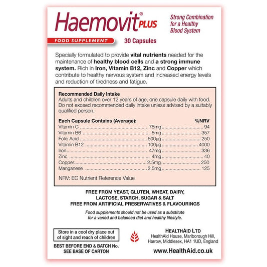 HealthAid Haemovit Plus, 30 Capsules