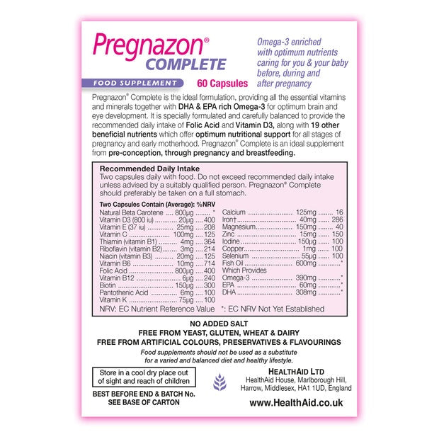 HealthAid Pregnazon Complete Omega-3, 30Capsules