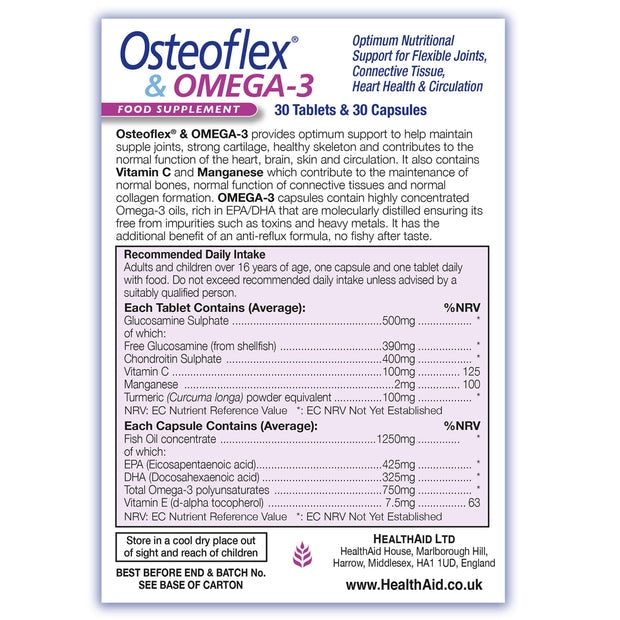 HealthAid Osteoflex & Omega-3,30 Tablets 30 Capsules
