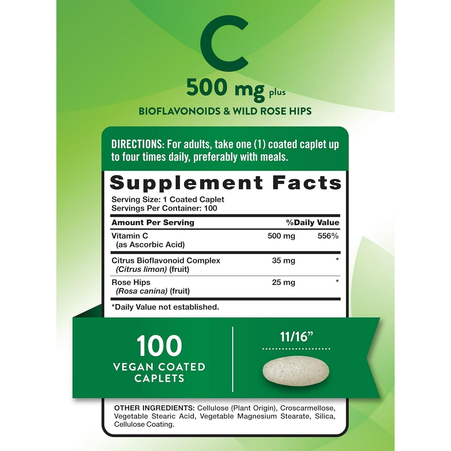 Nature's Truth Vitamin C with Rose Hips and Bioflavonoids 100 Caplets | 500mg