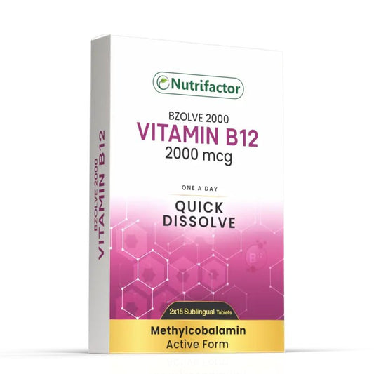 Nutrifactor Bzolve 2000 Vitamin B12 2000mcg, 2×15 Quick Dissolve Tablets